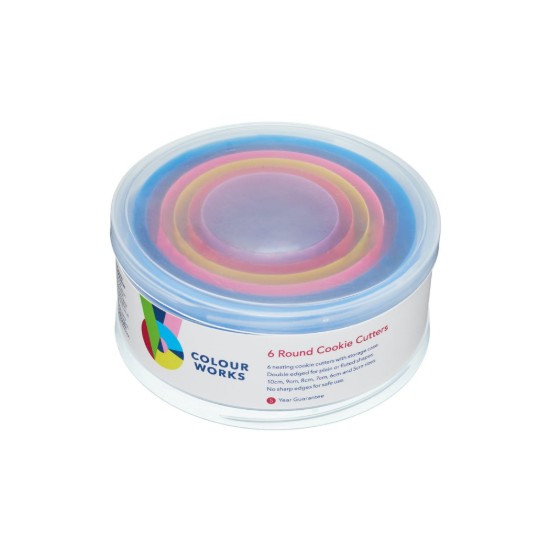 Set 6 forme prajituri, forma rotunda, plastic - Colourworks