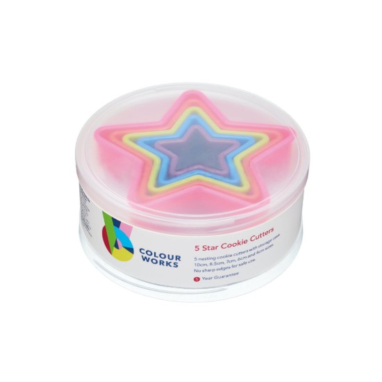 Set med 5 stjärnformade kakformar, plast - Colourworks