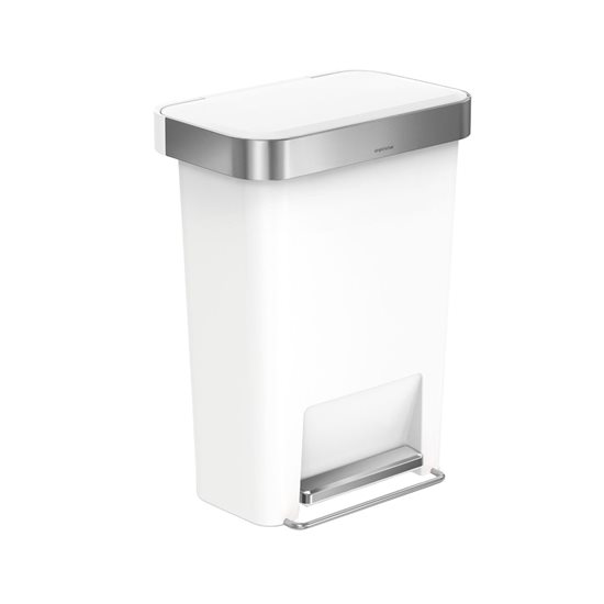 Cubo de basura con pedal, 45 L, plástico, Blanco - simplehuman