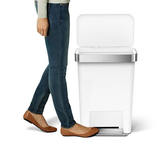 Pattumiera a pedale, 45 L, plastica, Bianco - simplehuman