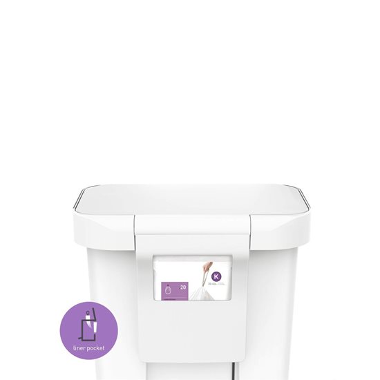 Pedal trash can, 45 L, plastic, White - simplehuman