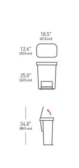 Pedal trash can, 45 L, plastic, White - simplehuman