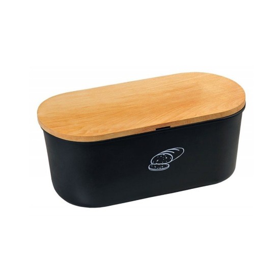 Bread box, 33.5 x 18 cm, melamine, Black - Kesper