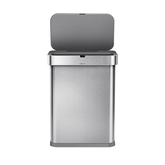 Trash can with sensor and voice control, rectangular, 58 L, stainless steel - simplehuman