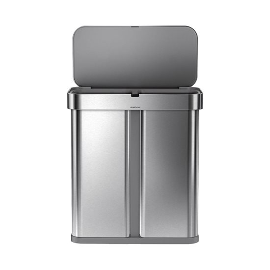 Mülleimer, 2 Fächer, 58 L, mit Sensor und Sprachsteuerung, Edelstahl - simplehuman