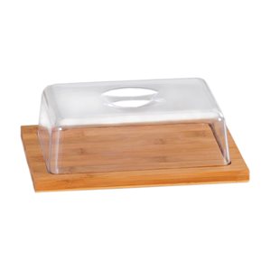 Cheese platter with cover, 25 x 20 cm, bamboo wood - Kesper