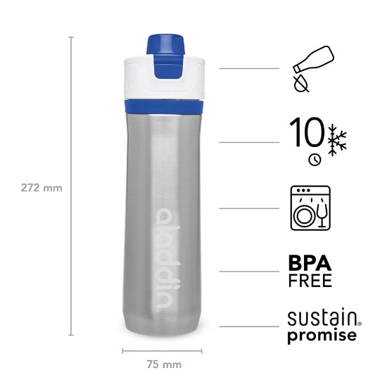 600 ml rustfrit stål Active Hydration termoisolerende krus, blå - Aladdin