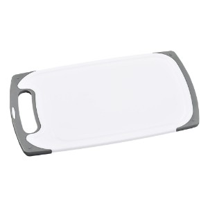 Plastic chopping board, 40.5 x 24.5 cm, 0.9 cm thick, White/Grey - Kesper