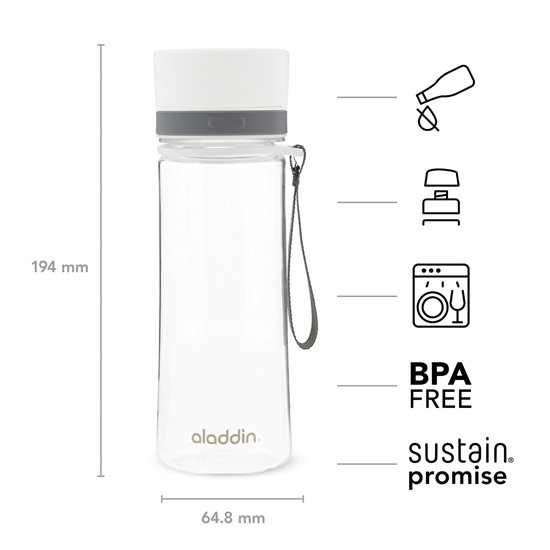 Plastová fľaša Aveo 350 ml, Biela - Aladdin