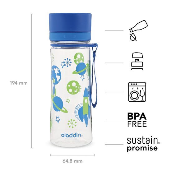 Aveo plastic bottle 350 ml, Blue - Aladdin
