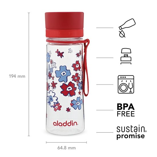 Aveo plastová fľaša 350 ml, červená - Aladdin