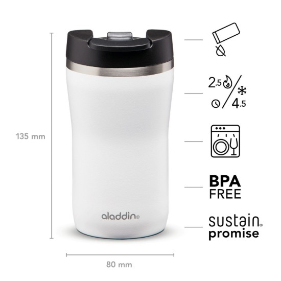 Stainless steel Cafe Thermavac thermo-insulating mug, 250 ml, Snowflake White - Aladdin 