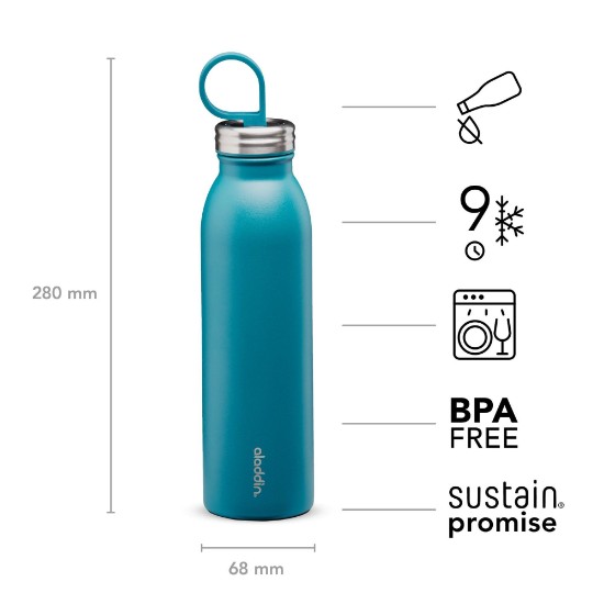 "Chilled Thermavac" stainless steel bottle 550 ml, Aqua Blue - Aladdin