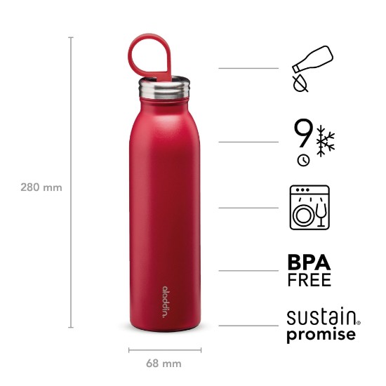 "Chilled Thermavac" stainless steel bottle 550 ml, Cherry Red - Aladdin