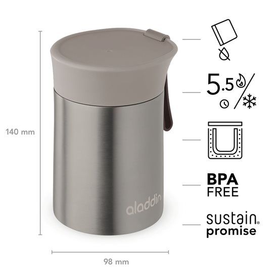 Вакуум-герметик "Enjoy Food" контейнер, изготовленный из нержавеющей стали, 400 мл, Серый – Аладдин