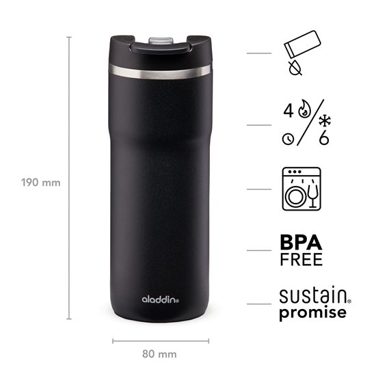Edelstahl Java Thermavac Thermodämmbecher, 470 ml, Lava Schwarz - Aladdin 