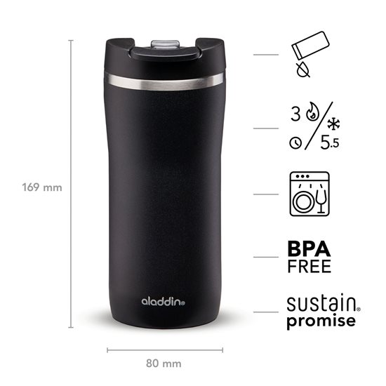 Stainless steel Mocca Thermavac thermo-insulating mug, 350 ml, Lava Black - Aladdin 