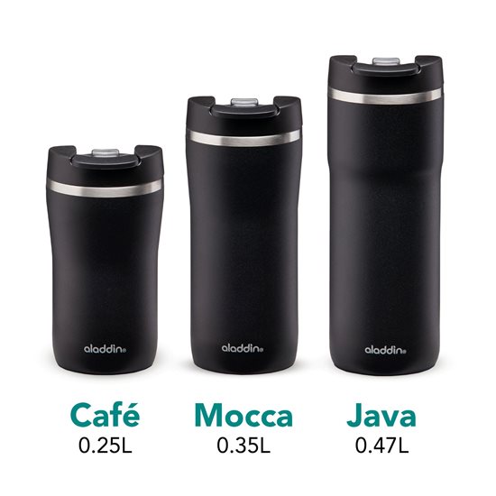 Ανοξείδωτη κούπα θερμομονωτικής Mocca Thermavac, 350 ml, Λάβα Μαύρο - Αλαντίν 