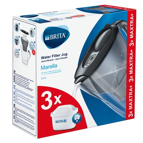 „Starter pack" pozostávajúci z BRITA Marella, 2,4 l + 3 filtre Maxtra+