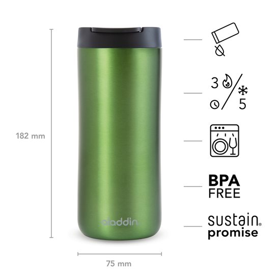 Zaļa termiski izolēta krūze, 350 ml "Vacuum mug" - Aladdin