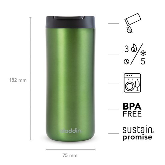 Green thermally insulated mug, 350 ml "Vacuum mug" - Aladdin