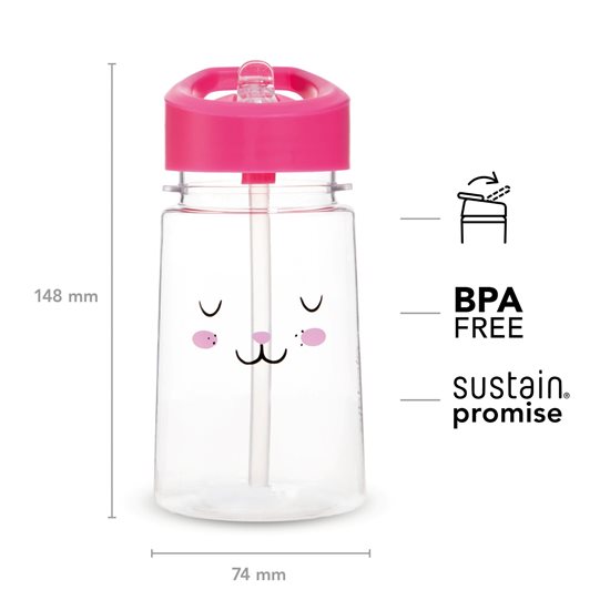 Botella de agua "Zoo Flip & Sip" 430 ml, plástico, dibujo conejo - Aladdin