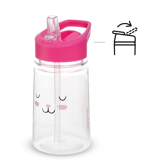 "Zoo Flip & Sip" vannflaske 430 ml, plast, kaninmønster - Aladdin