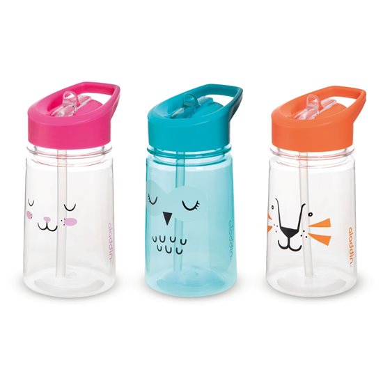 "Zoo Flip & Sip" vandflaske 430 ml, plastik, kaninmønster - Aladdin