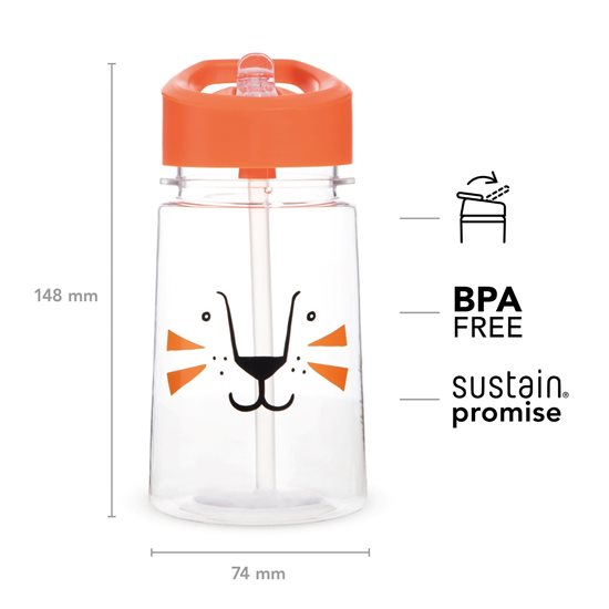 Botella de agua "Zoo Flip & Sip" 430 ml, plástico, patrón tigre - Aladdin