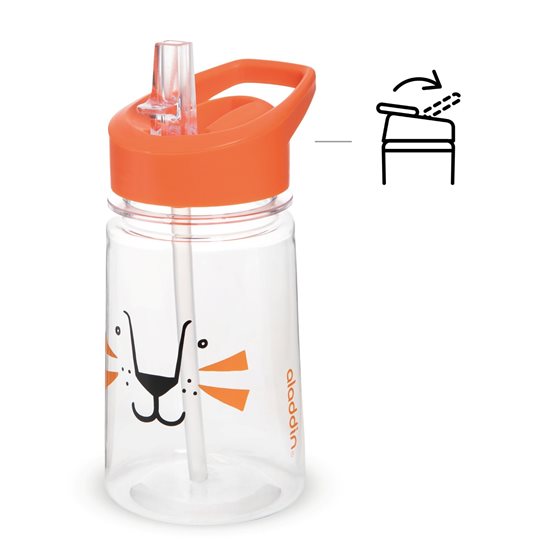 "Zoo Flip &Sip" vandflaske 430 ml, plast, tiger mønster - Aladdin