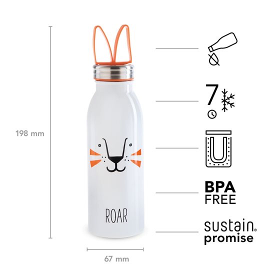 "Zoo" water bottle 430 ml, stainless steel, tiger pattern - Aladdin