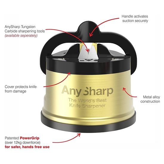 "Pro Chef Metal" sharpener scian, Brass - AnySharp
