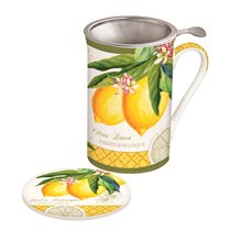 300 ml porcelain mug with infuser, "Jardin Botanique - Lemon" - Nuova R2S
