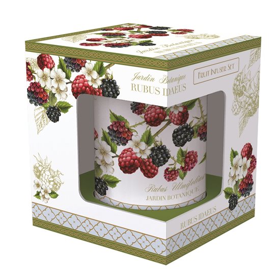 300 ml porcelain mug with infuser, "Jardin Botanique - Raspberry" range - Nuova R2S