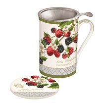 300 ml porcelain mug with infuser, "Jardin Botanique - Raspberry" range - Nuova R2S