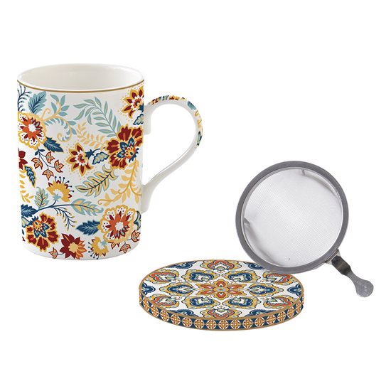 Tazza "Paisley Abundance" ta' 350 ml b'għatu u infuser, porċellana - Nuova R2S