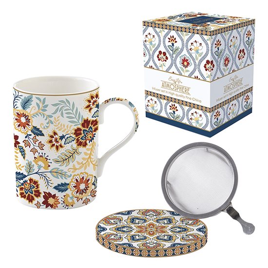 350 ml pohár "Paisley Abundance" s viečkom a infuzérom, porcelán - Nuova R2S