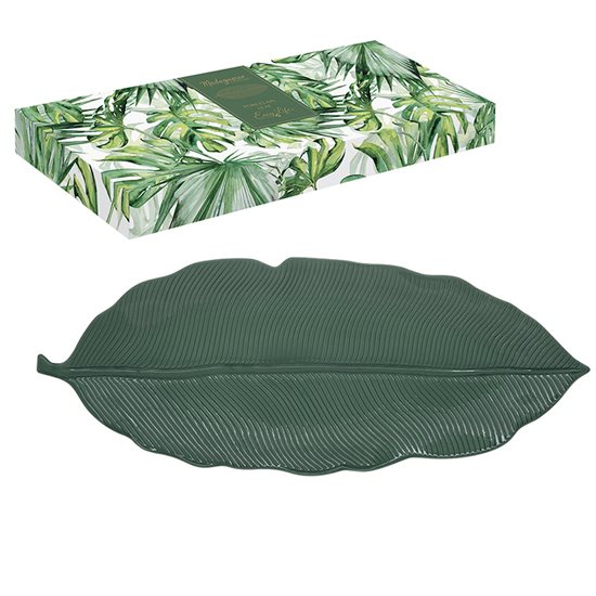 Фарфоровое блюдо "Tropical Leaves Green", 47 х 19 см - Nuova R2S 