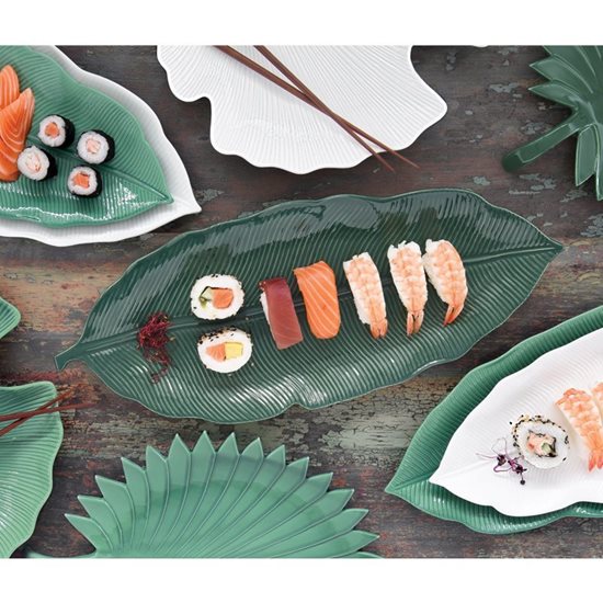 Platter poircealláin "Tropical Leaves Green", 47 x 19 cm - Nuova R2S 