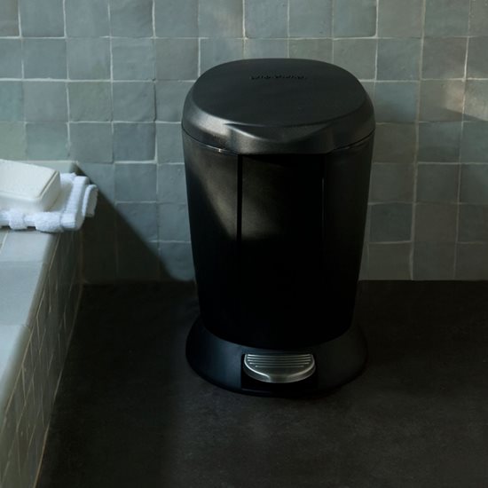 Trash can, round, with pedal, 6 L, plastic, black - simplehuman