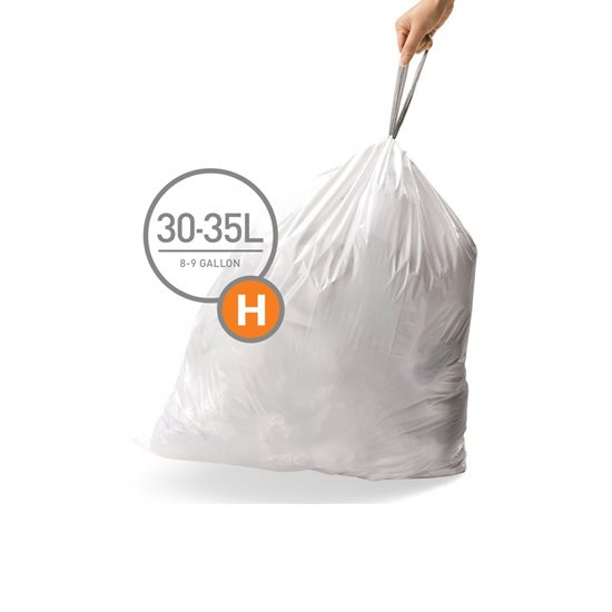Šiukšlių maišeliai kodas H, 30-35 L / 60 vnt., plastikiniai - "simplehuman" prekės ženklas