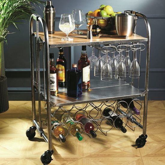 Barwagen, Getränkesortiment für die Hausbar, Karbonstahl – von Kitchen Craft