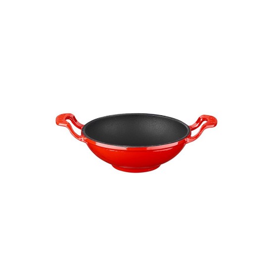 Rund wok, 16 cm, gjutjärn, röd - LAVA märke