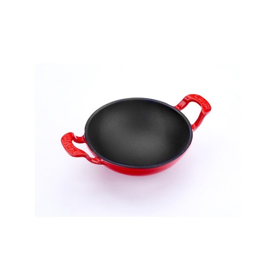 Rund wok, 16 cm, gjutjärn, röd - LAVA märke