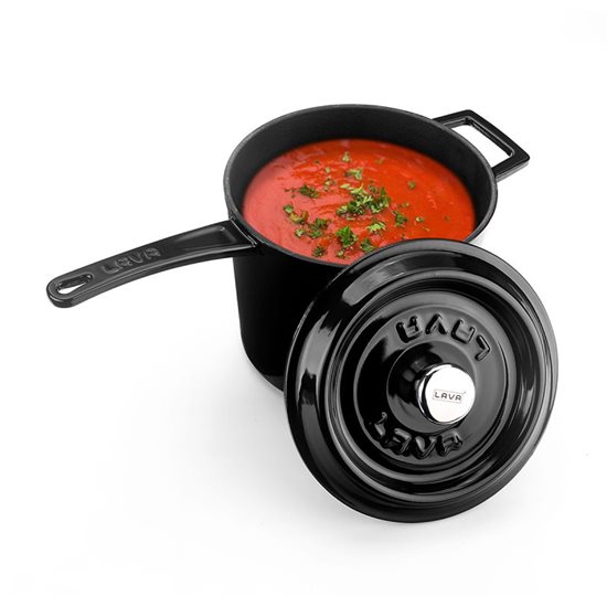 Casserole avec couvercle, pour sauce, fonte, 18 cm/3,2 l, noir - LAVA