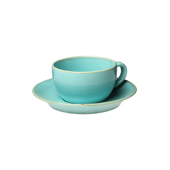 Šálek a podšálek na čaj, porcelán, "Roční období", 207 ml, tyrkysová - Porland
