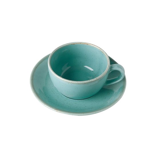 Skodelica čaja in krožnik, porcelan, "Letni časi", 207 ml, Turkizno - Porland