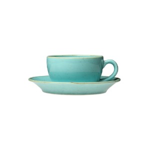 Tea cup cup and saucer, porcelain, Alumilite "Seasons", 250 ml, Turquoise - Porland