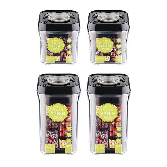 Set of 4 "Pump Fresh" Vacuum containers, plastic - Grunwerg