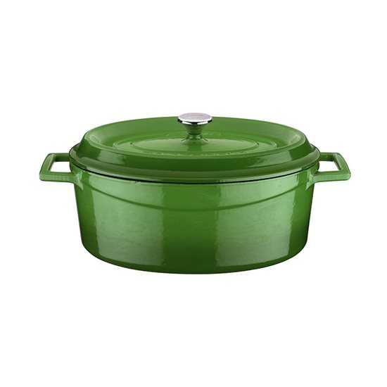 Oval saucepan, "cast iron, 27 cm, "Trendy", green - LAVA